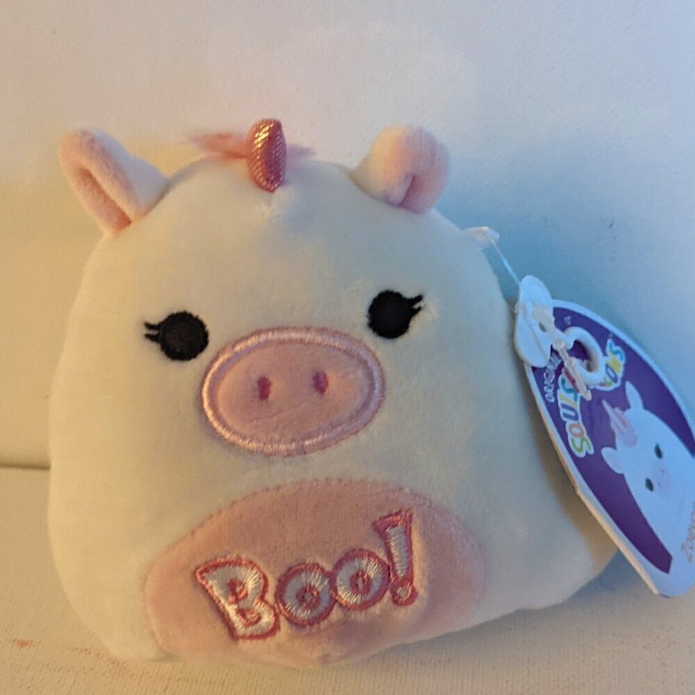 NWT 4" Zoeyana Boo! Valloween Unicorn Squishmallows Pink Plush Animal Whimsigoth